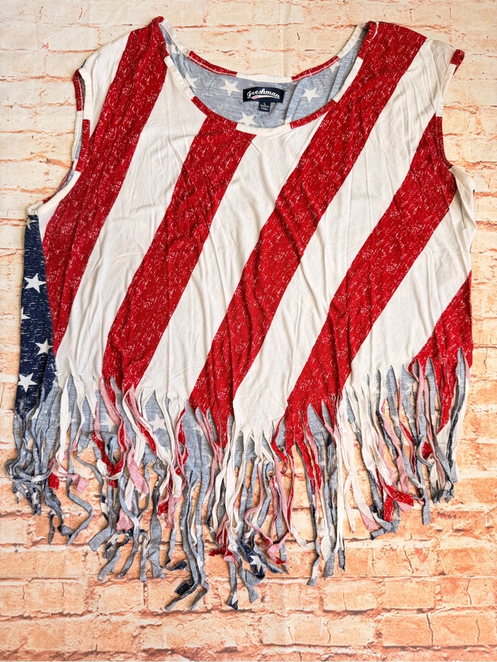 Freshman Red White & Blue Fringe Short Sleeve Tee